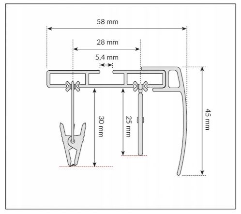 Jaja Hliníková garniža smart jednokoľajnicová Biela so štipcami 120cm
