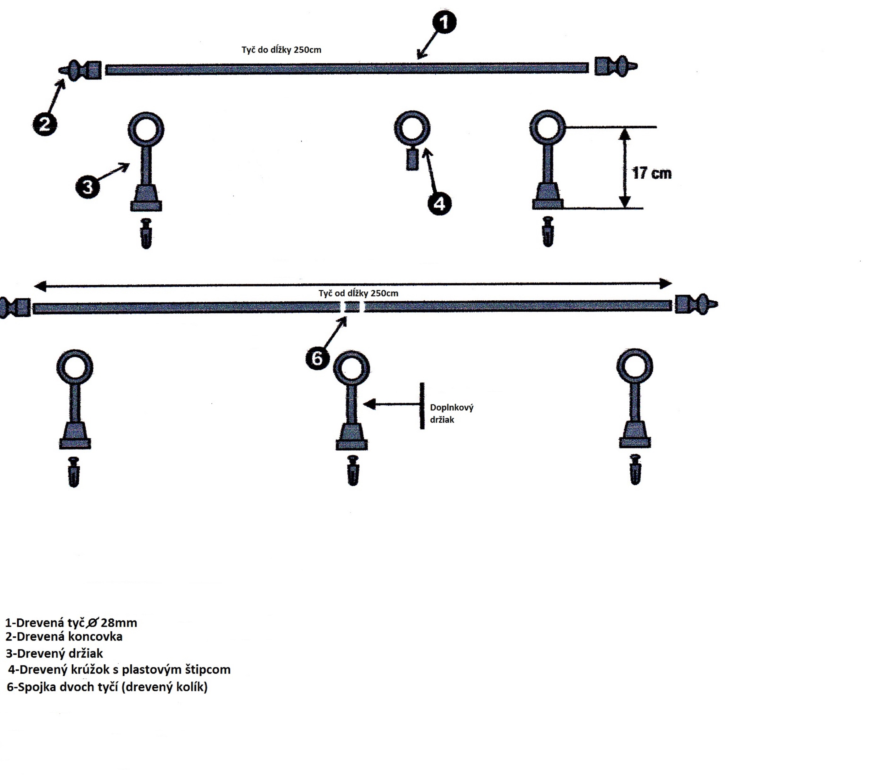 Jaja Drevená garniža dvojtyčová Dub zlatý
